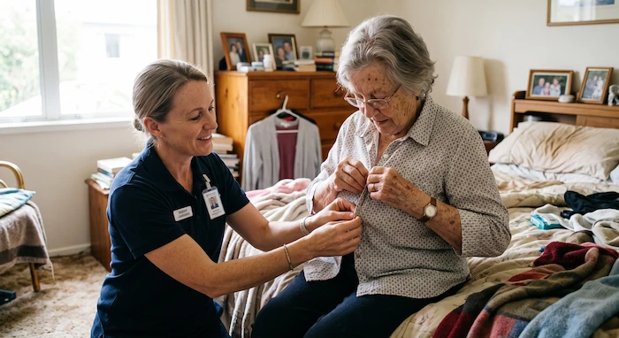 Personal Care assitant providing personalized support while encouraging senior independence at home